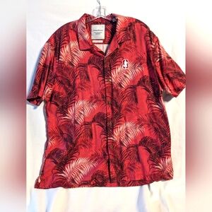 Tommy Bahama Stanford Cardinal Shirt Mens XL Red Short Sleeve Hawaiian 100% Silk